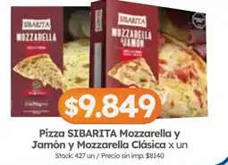 Cordiez Sibarita pizza mozzarella y jamon y mozzarella clasica oferta