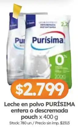 Cordiez Purísima leche en polvo entera o descremada oferta