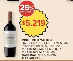 Carrefour Elementos vino tinto malbec botella oferta