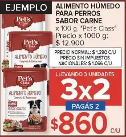 Carrefour Pet's class ejemplo alimento húmedo para perros sabor carne oferta