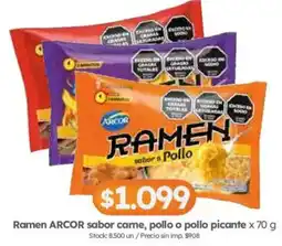 Cordiez Arcor ramen sabor carne pollo o pollo picante oferta