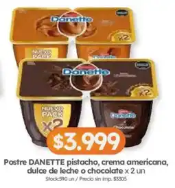 Cordiez Danette postre pistacho crema americana dulce de leche o chocolate oferta