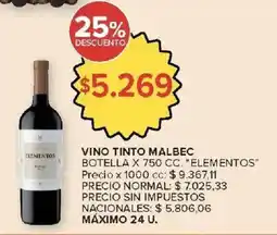 Carrefour Market Elementos vino tinto malbec botella oferta