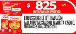 Supermercados DIA Favorita fideos spaghetti tirabuzón/ tallarin mostachol oferta