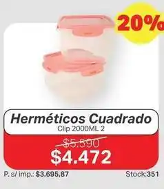 Ferniplast Herméticos cuadrado clip 2000ml 2 oferta
