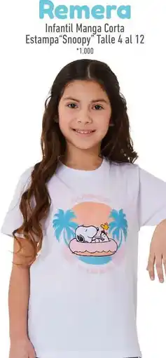 La Anonima Remera infantil manga corta estampa snoopy talle 4 al 12 oferta