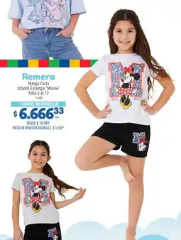 La Anonima Minnie mouse remera manga corta infantil estampa minnie oferta