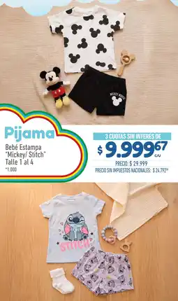 La Anonima Mickey/ stitch mickey mouse pijama bebé estampa oferta