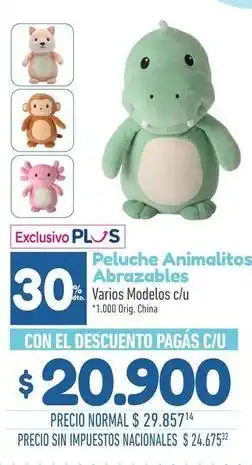 La Anonima Peluche animalitos abrazables varios modelos c/u oferta