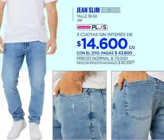Jean slim hombre talla 38-50 618