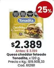 Coto Tonadita - queso cheddar feteado oferta