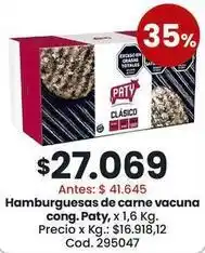 Coto Paty - hamburguesas de carne vacuna oferta