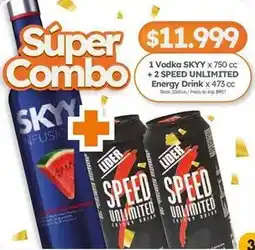 Cordiez Skyy - vodka skyy x 750 cc + 2 speed unlimited energy drink x 473 cc oferta