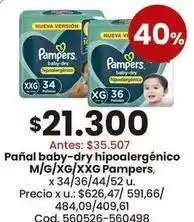 Coto Pampers - pañal baby-dry hipoalergénico m/g/xg/xxg oferta