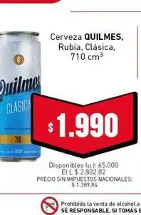 Cooperativa Obrera Quilmes - cerveza rubia cl0sica oferta