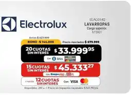 Cooperativa Obrera Electrolux - lavarropas carga superior oferta