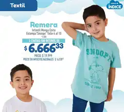 La Anonima Snoopy remera infantil manga corta estampa oferta