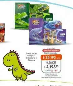 Cooperativa Obrera Dinosaurio o tiburón lanza autos con pista oferta