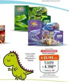 Cooperativa Obrera Dinosaurio o tiburón lanza autos con pista oferta