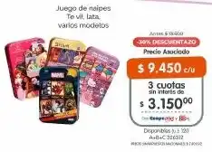 Cooperativa Obrera Juego de naipes te vil, lata, varios modelos oferta