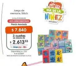 Cooperativa Obrera Stitch juego de memoria oferta