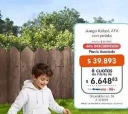 Cooperativa Obrera Juego futbol AFA con pelota oferta