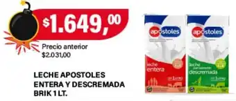 Supermercados Damesco Apostoles leche entera y descremada oferta