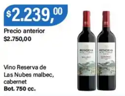 Supermercados Damesco Vino Reserva de Las Nubes malbec, cabernet oferta