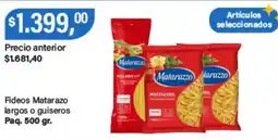 Supermercados Damesco Matarazzo fideos largos o guiseros oferta