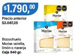 Supermercados Damesco Morixe bizcochuelo vainilla, limón o naranja oferta