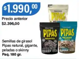 Supermercados Damesco Pipas semillas de girasol natural gigante peladas o skinny oferta