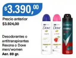 Supermercados Damesco Dove desodorantes o antitranspirantes oferta