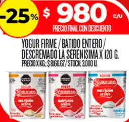 Supermercados DIA La serenisima yogur firme/batido entero/ descremado oferta