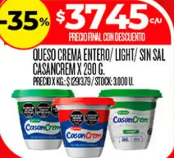 Supermercados DIA Casancrem queso crema entero/light/sin sal oferta