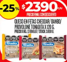 Supermercados DIA Tonadita queso en fetas cheddar/danbo provolone oferta