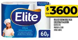 Supermercados DIA Elite rollo de cocina doble hoja con extracto algodón oferta