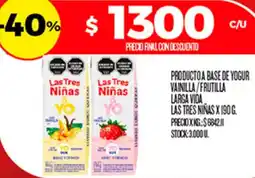 Supermercados DIA Las tres niñas producto a base de yogur vainilla/frutilla larga vida s oferta