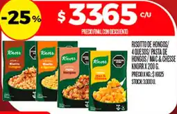 Supermercados DIA Knorr risotto de hongos/ 4 quesos/pasta de hongos/mac&chesse oferta