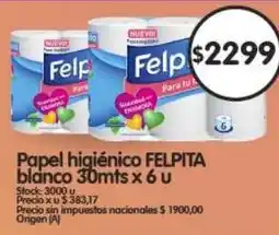 Supermercados Buenos Días Papel higiénico FELPITA blanco oferta