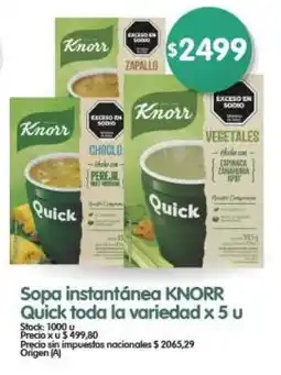 Supermercados Buenos Días Sopa instantánea KNORR Quick toda la variedad oferta