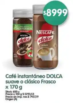 Supermercados Buenos Días Café instantáneo DOLCA suave o clásico Frasco oferta