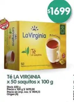 Supermercados Buenos Días Té LA VIRGINIA x 50 saquitos oferta
