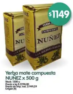 Supermercados Buenos Días Yerba mate compuesta NUÑEZ oferta