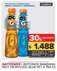 Carrefour Maxi Gatorade - isotonica manzana/frut tropi/cool blue oferta