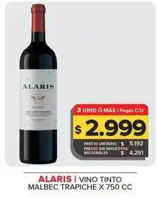 Carrefour Maxi Alaris - vino tinto malbec trapiche oferta