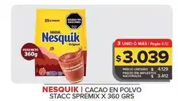 Carrefour Maxi Nestlé - nesquik cacao en polvo stacc spremix oferta