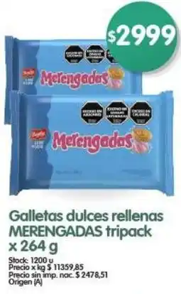 Supermercados Buenos Días Galletas dulces rellenas MERENGADAS tripack oferta