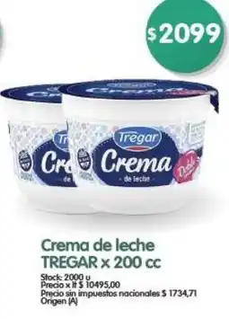 Supermercados Buenos Días Crema de leche TREGAR oferta