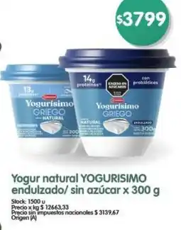 Supermercados Buenos Días Yogur natural YOGURISIMO endulzado/sin azúcar oferta