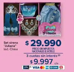Carrefour Juliana princesa set sirena oferta